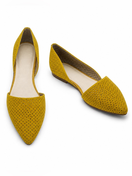 Franco Sarto Shoes - Franco Sarto Honey Mustard Pointed Toe Perforated D’Orsay Flats Womens Size 10